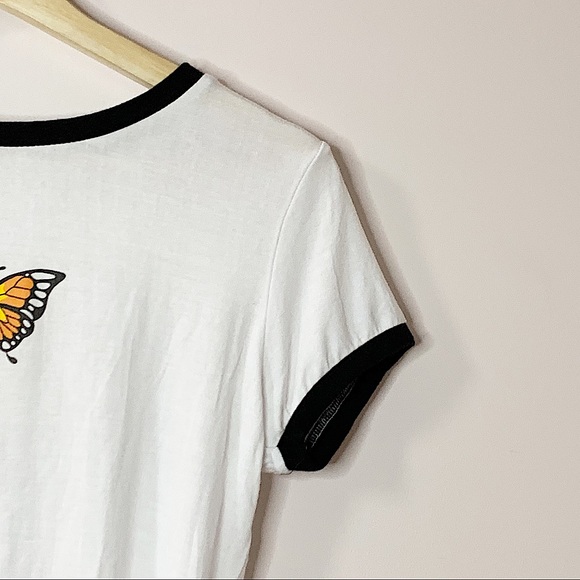 STREETWEAR | White butterfly crop top tee shirt size L - Picture 4 of 6